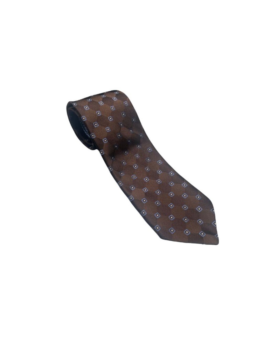 Tommy Hilfiger Brown Blue Geometric Silk Tie Classic Men's Necktie 3.5"